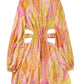 Zevity® Women's Vintage V-Neck Tie-Dyed Print Breasted Casual Slim Mini Shirt Dress