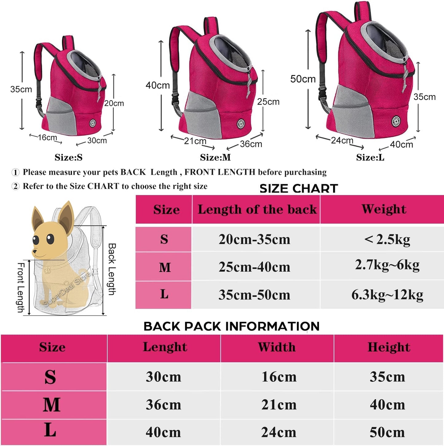 Pet Travel Carrier Backpack