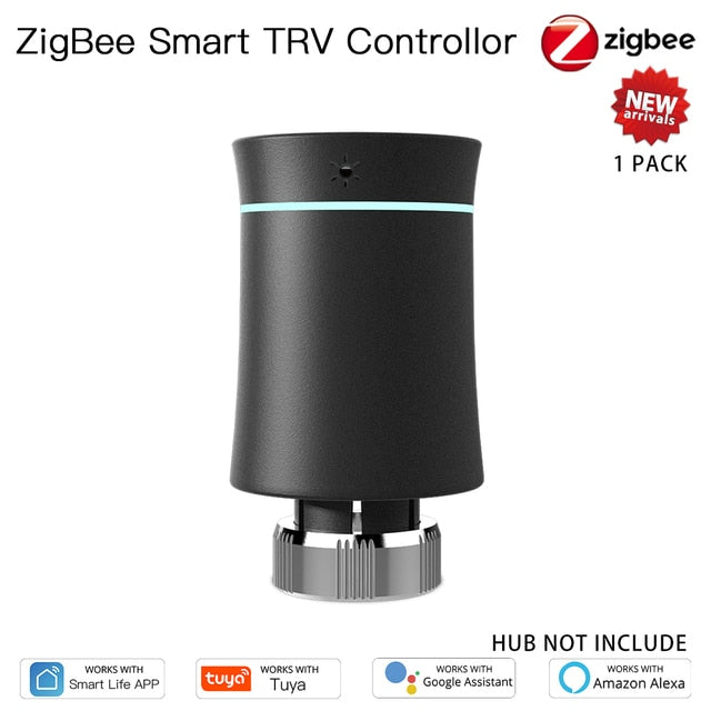 Moes Tuya ZigBee 3.0 New Radiator Actuator Valve Smart Programmable Thermostat Temperature Heater TRV Alexa Google Home Voice Control