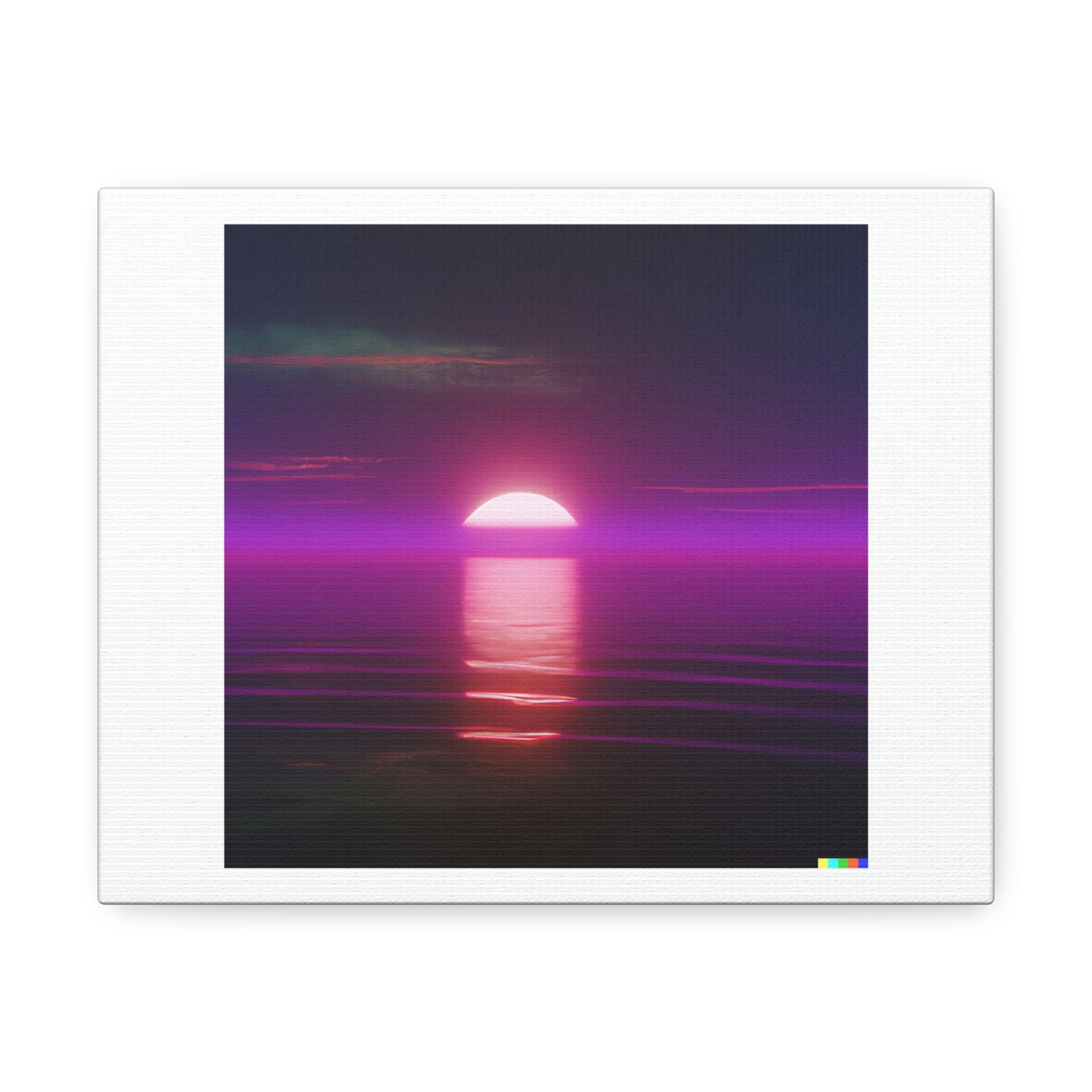 Synthwave Style Sunset Above the Reflecting Water of the Sea digital art 'Designed by AI' on Canvas