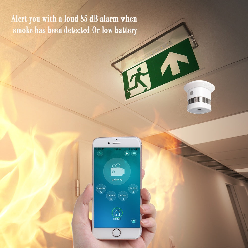 Heiman Zigbee Smoke Detector Smart Home System 2.4GHz High Sensitivity Safety Fire Prevention Smoke Sensor