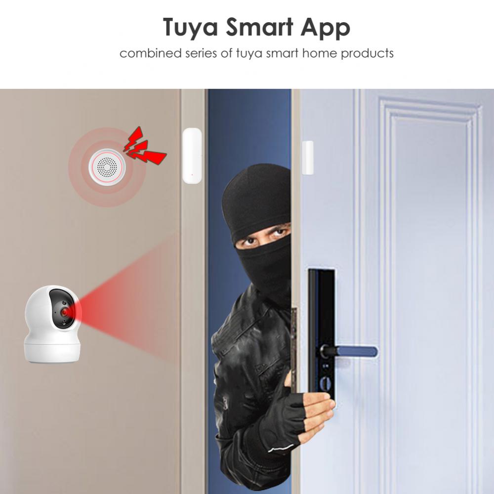 Corui Tuya Smart Door Window Sensor WiFi Door Magnetic Alarm Detector Wireless Smart Home Automation For Smart Life App Alexa