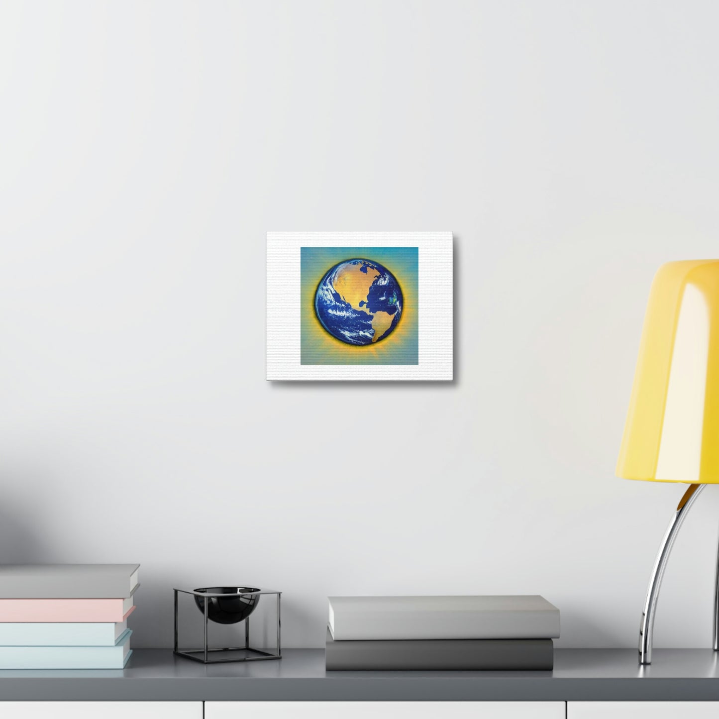 Sunset Over Planet Earth Digital Art 'Designed by AI' on Satin Canvas, Stretched