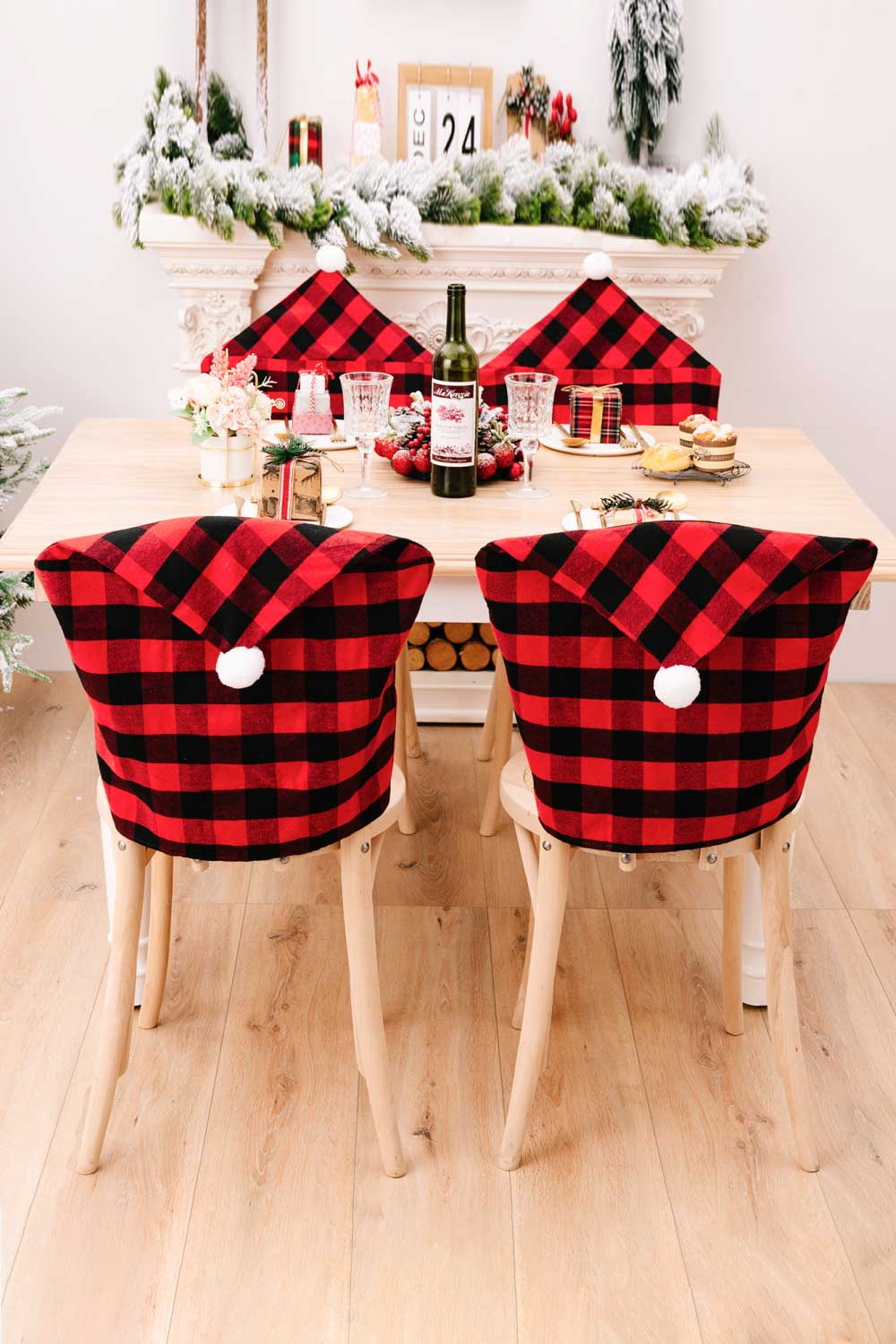 Two-Pack Christmas Plaid Chair Covers