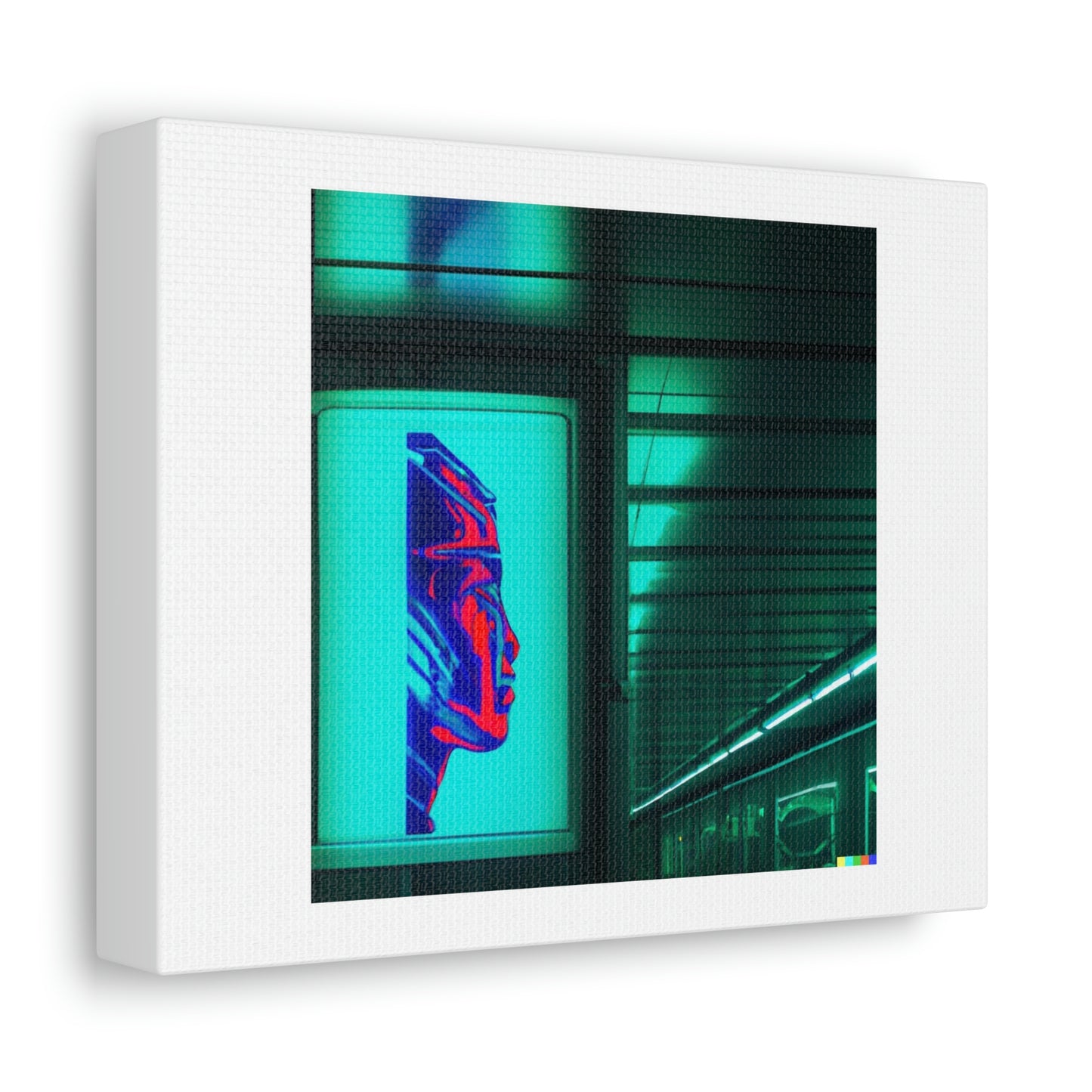 Cyborg Poster Hanging In A Neon Lit Subway Station Digital Art 'Designed by AI'