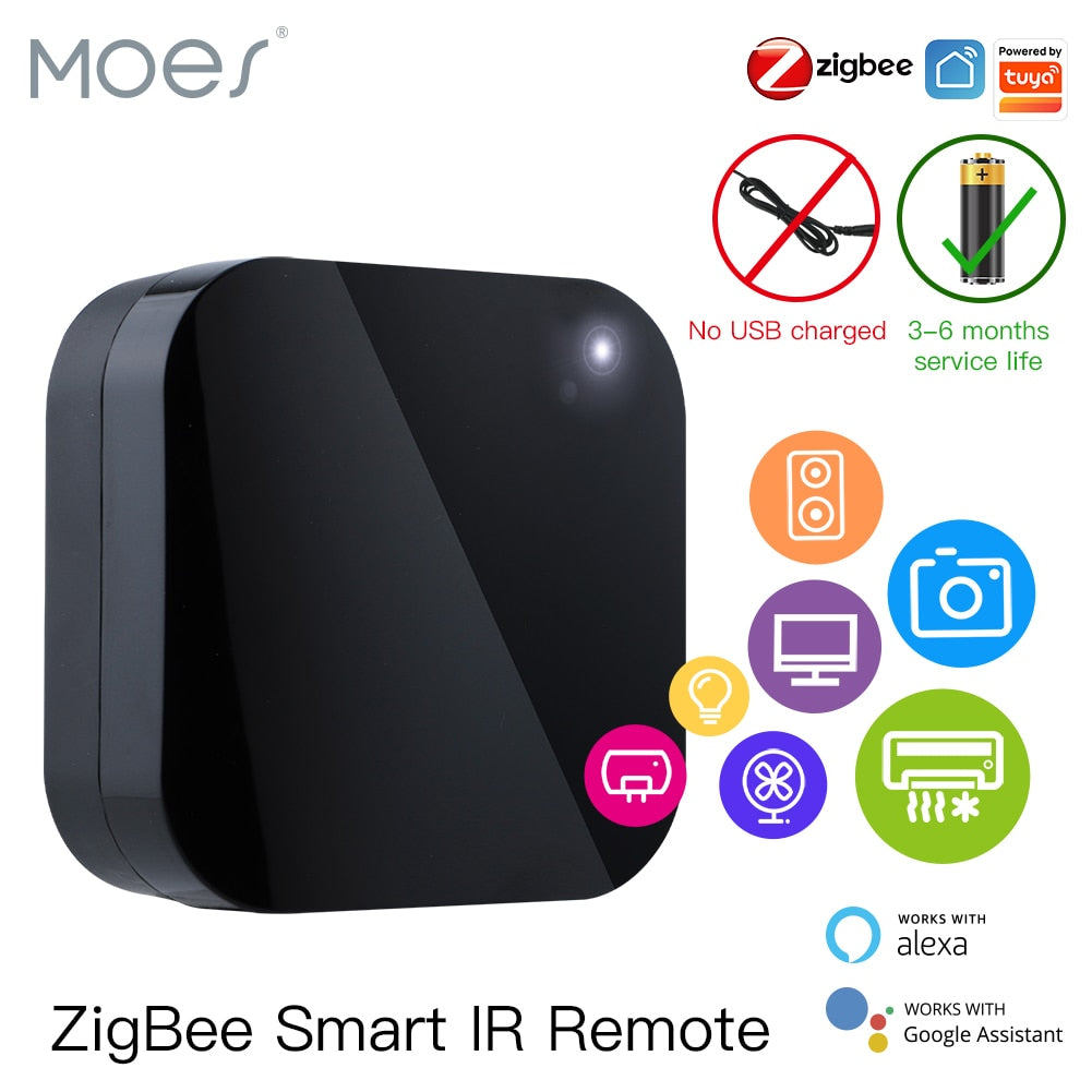 Moes Tuya ZigBee Smart IR Remote Control Universal Infrared Remote Controller for Smart Home Works with Alexa Google Home