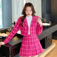 Vintage Pink Tweed Women's Two-Piece Set