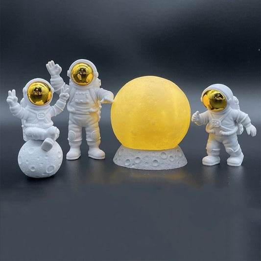 Astronaut Ornament Yellow Moon Ambient Light Creative Office Decorations Modern Astronaut Desktop Ornaments Modelling