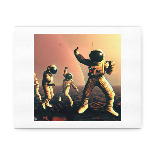 Astronaut Dance Party on the Surface of Mars digital illustration 'Designed by AI' on Canvas