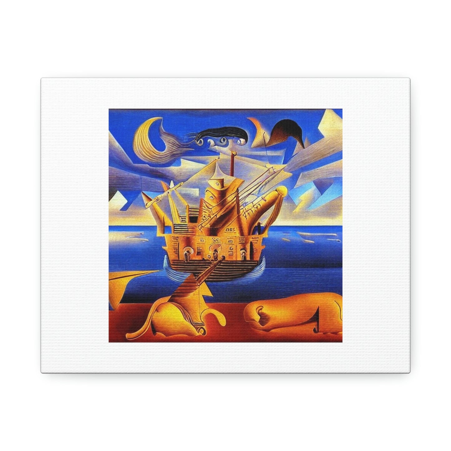 Noah's Ark Is On Stormy Waters Digital Art 'Designed by AI' on Satin Canvas