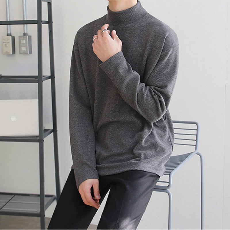 Classic Velvet Turtleneck Men's Loose Fit Sweater