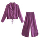Vireous Women's Loose Fit V-Neck Pyjamas Set