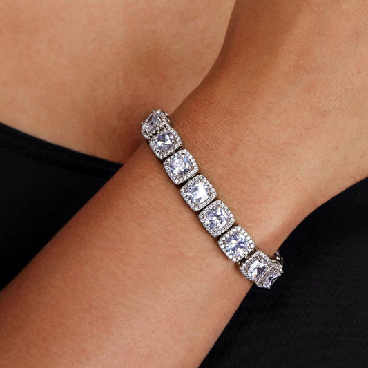 White Gold Tennis Bracelet, 18K Gold Plated