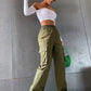 Vireous Beltless High Waist Women's Pants Loose Style Casual