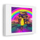 Happy Black Women Wearing VR Headset in a Shangri-La with Rainbow digital art 'Designed by AI' on Canvas