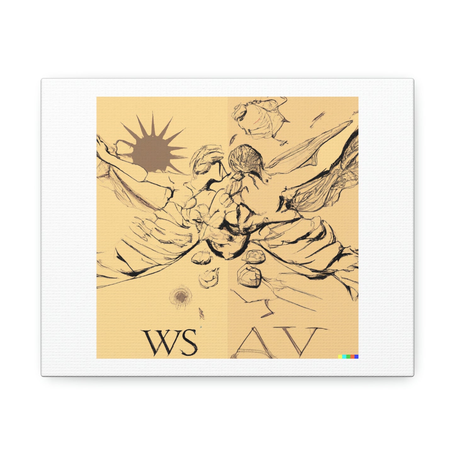 Love Trumps War. Venus and Mars With a Swarm of Wasps digital art 'Designed by AI' on Canvas