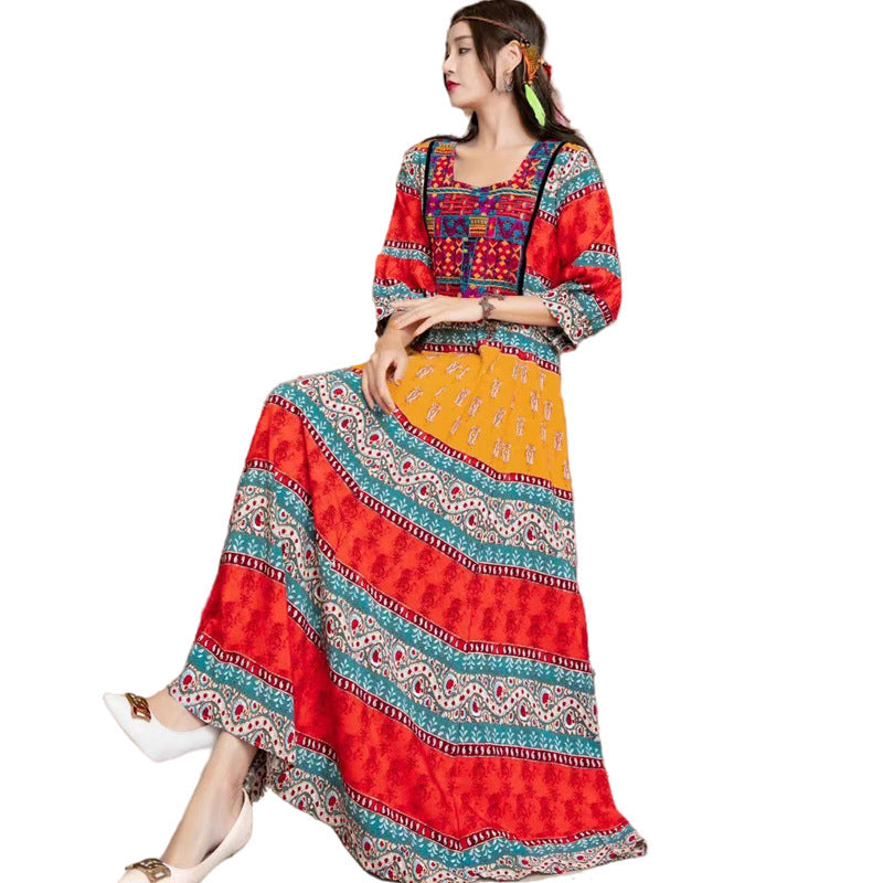 National Style Dress Summer Travel Thailand India Nepal Long Cool Travel Dress