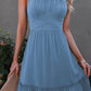 Vireous Spaghetti Strap Tie-Back Ruffle Hem Dress