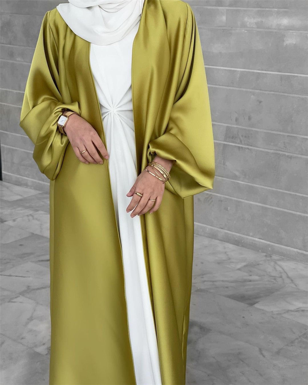 loriya Fashion Muslimwear Puffed Sleeve Elegant Long Dress