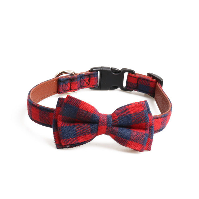 Plaid Pet Dog Bowtie