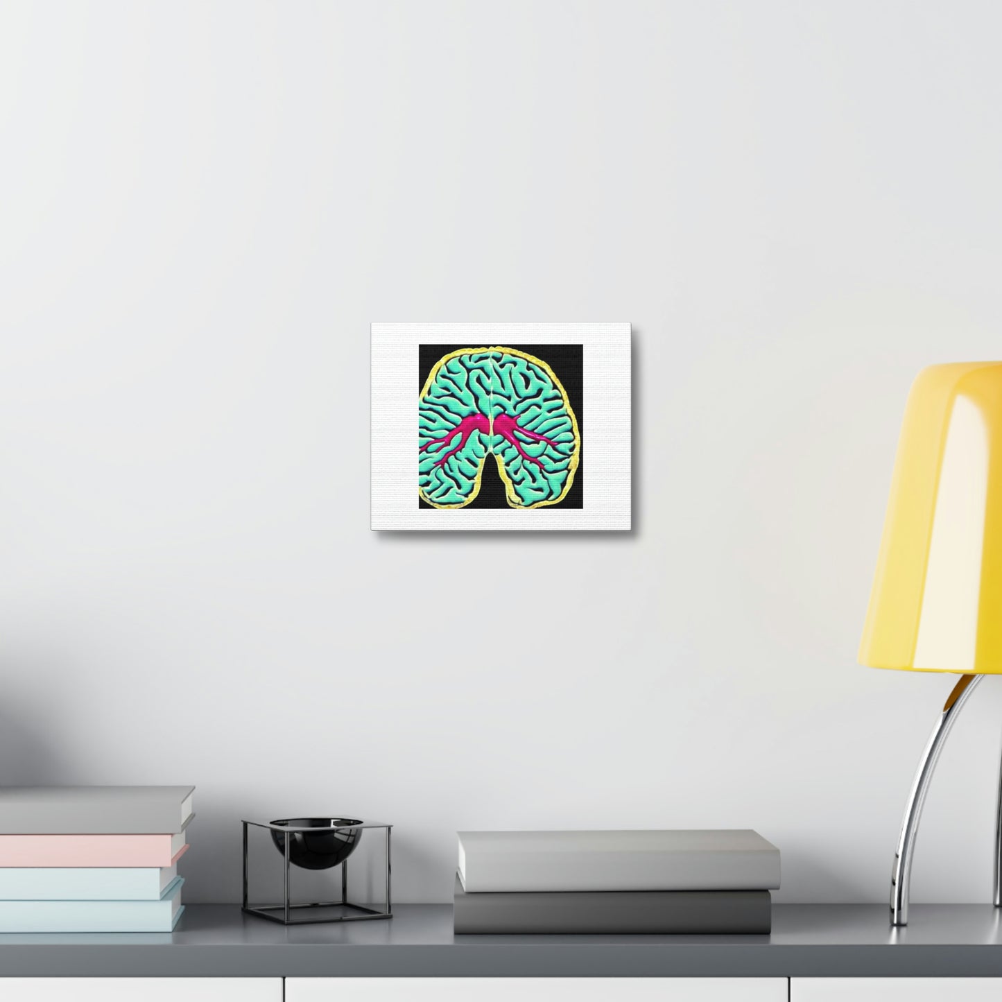 Human Brain With A Computer Chip Inside Digital Art 'Designed by AI' on Canvas