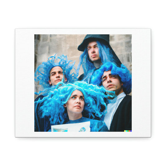 The Arnolfini Portrait with Blue Haired Climate Protesters digital art 'Designed by AI' on Canvas