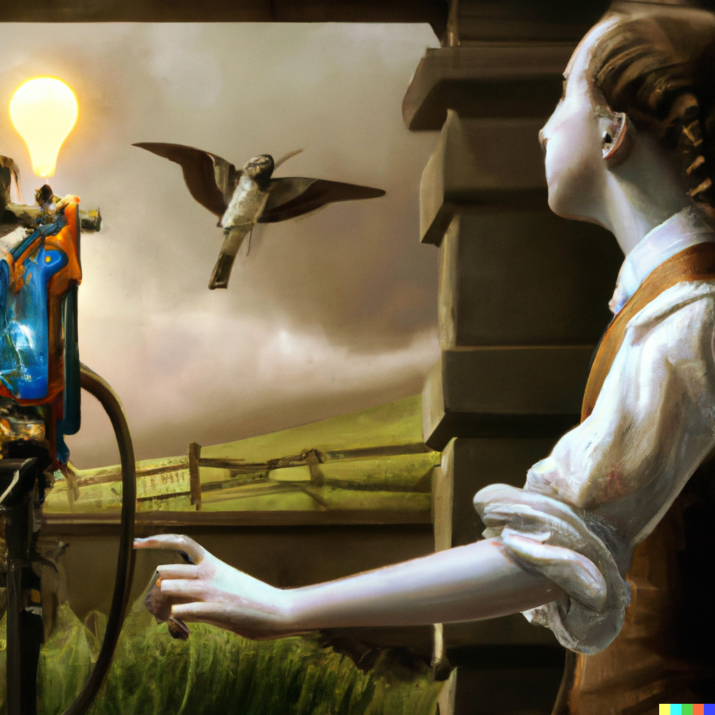 An Experiment On A Bird In The Air Pump In The Style Of Joseph Wright 'Designed by AI' Classic Matte Paper Wooden Framed Poster