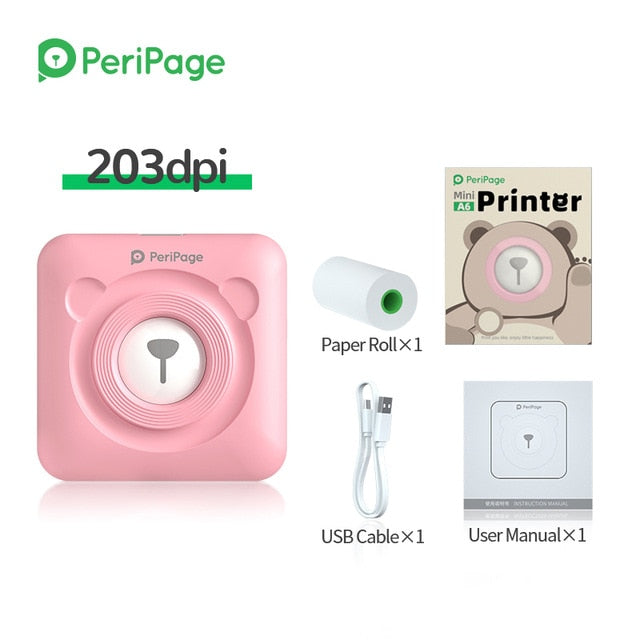 Peripage Mini Portable Printer Thermal Photo Bluetooth Printer Connect To Phone Paper & Sticker Options