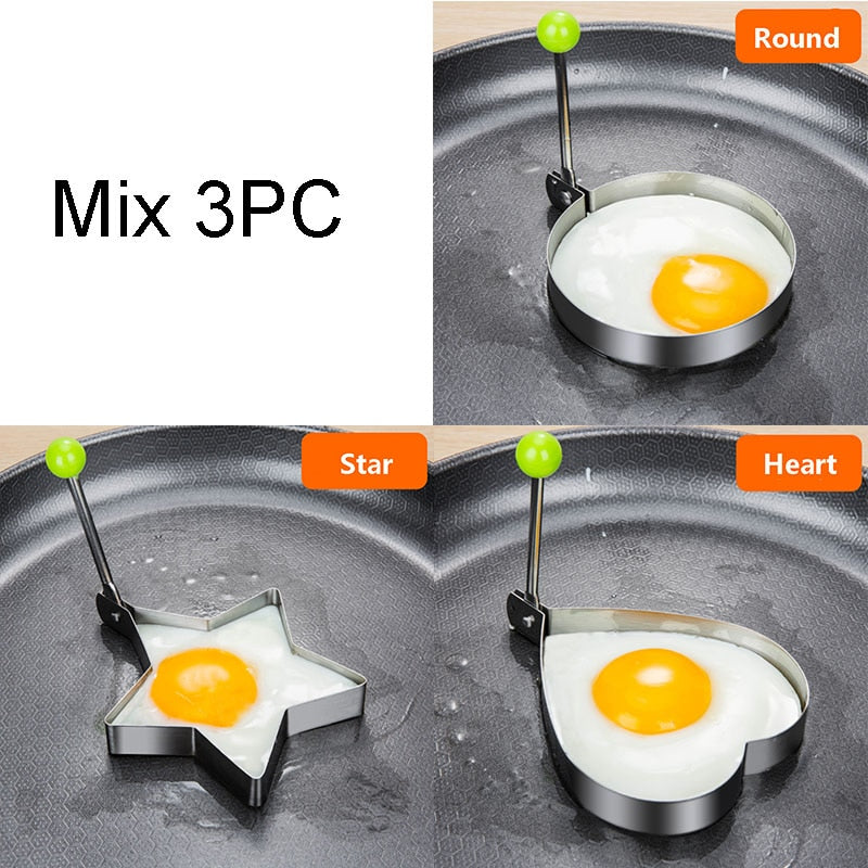 Ailihu® Stainless Steel Five-Style Fried Egg and Pancake Shaper Omelette Mould Frying Egg Cooking Accessories