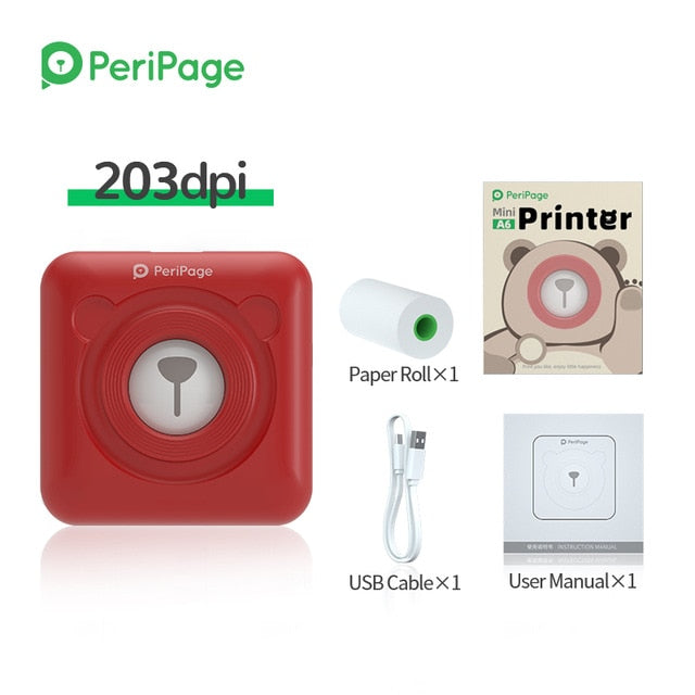 Peripage Mini Portable Printer Thermal Photo Bluetooth Printer Connect To Phone Paper & Sticker Options