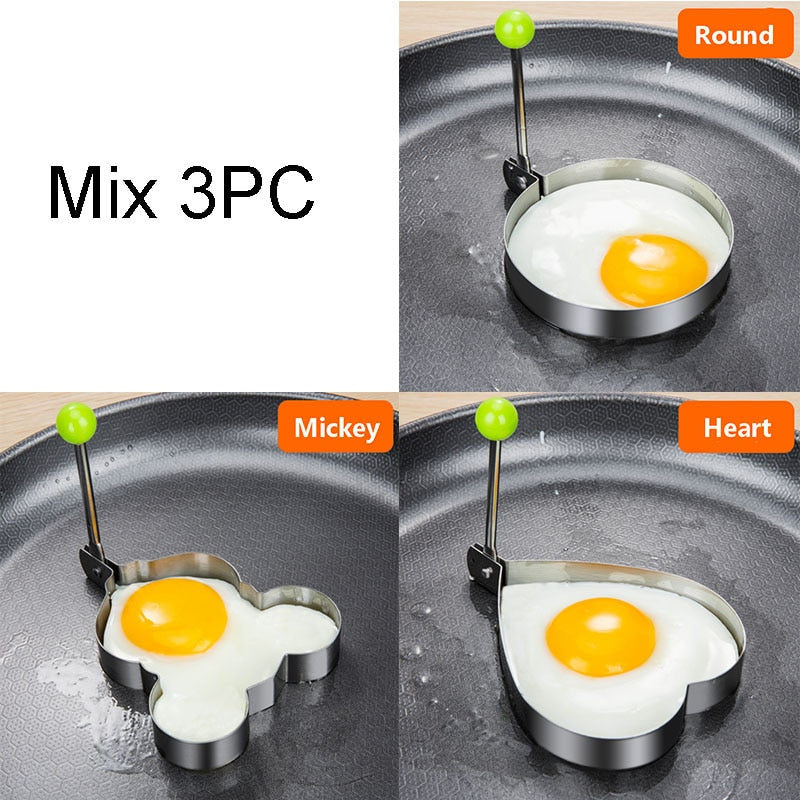 Ailihu® Stainless Steel Five-Style Fried Egg and Pancake Shaper Omelette Mould Frying Egg Cooking Accessories