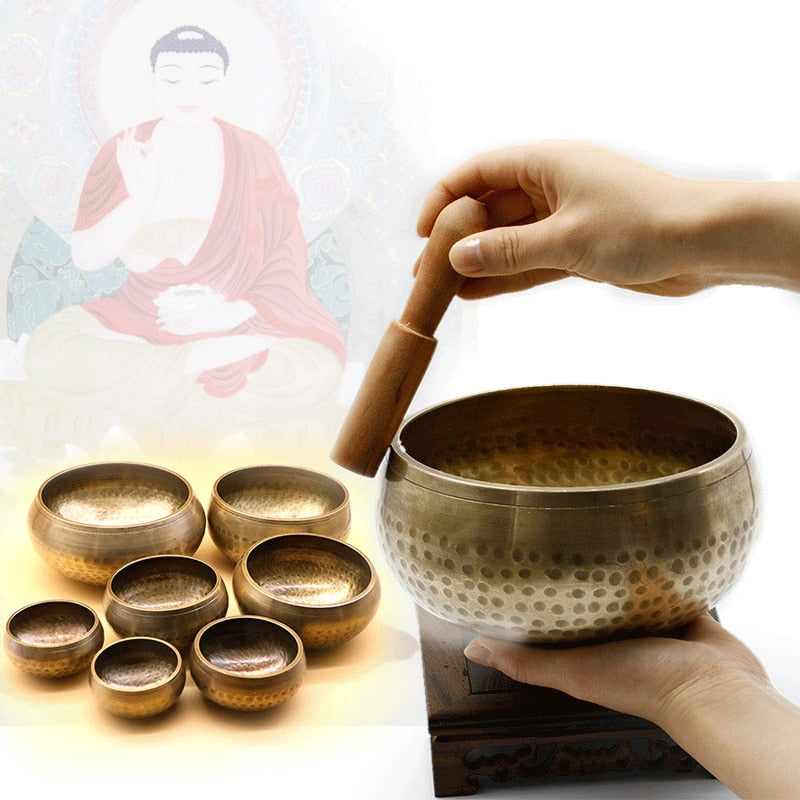 Hand-Hammered Tibetan Buddhist Copper Calming Singing Bowl