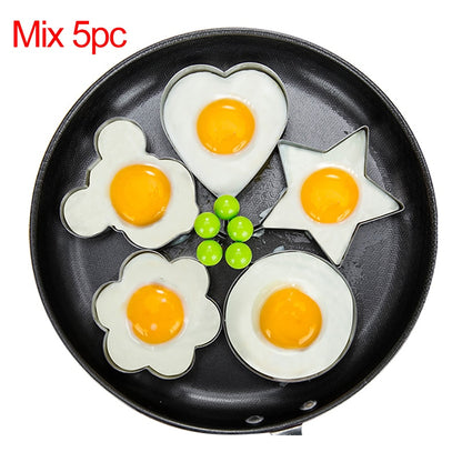 Ailihu® Stainless Steel Five-Style Fried Egg and Pancake Shaper Omelette Mould Frying Egg Cooking Accessories