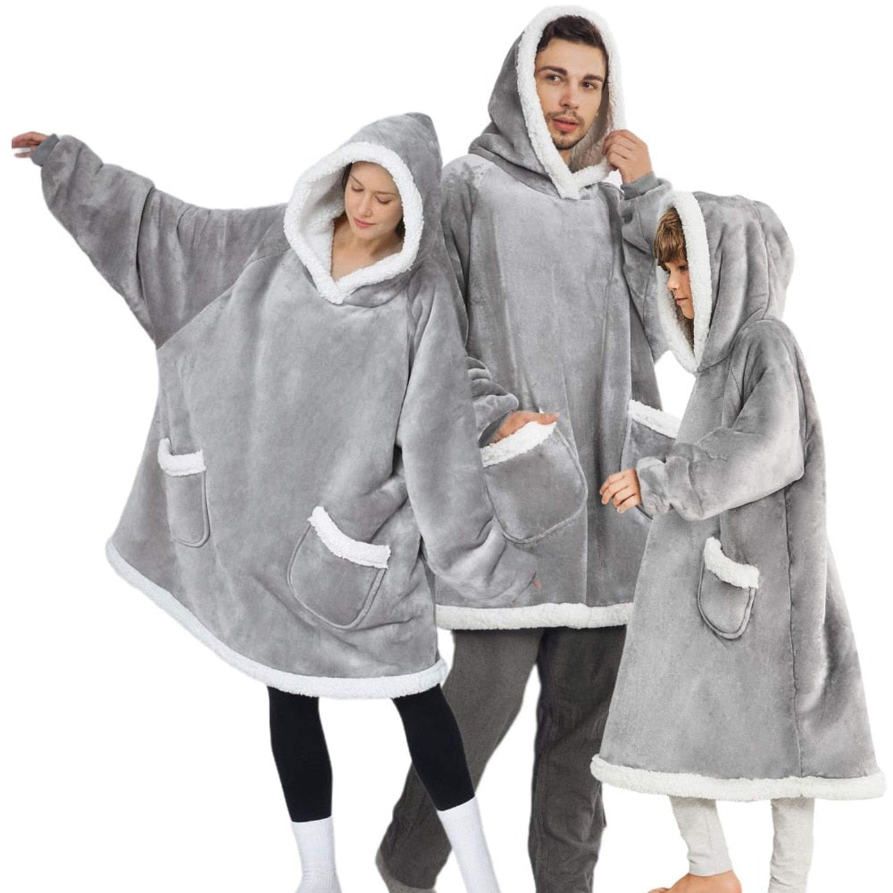 The Ultimate Indoor Outdoor Oversized Hoodie Blanket Fleece and Matching Socks