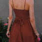 Vireous Spaghetti Strap Tie-Back Ruffle Hem Dress