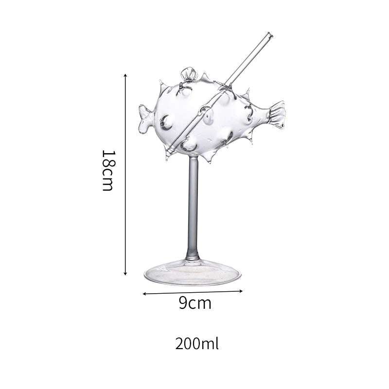 Creative Pufferfish Cocktail Glass Borosilicate Transparent