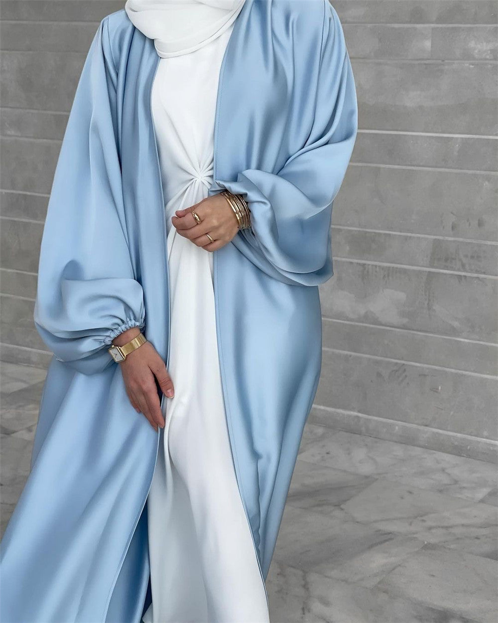 loriya Fashion Muslimwear Puffed Sleeve Elegant Long Dress