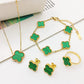 Four Leaf Flower Necklace Earrings Bracelet Set, Titanium