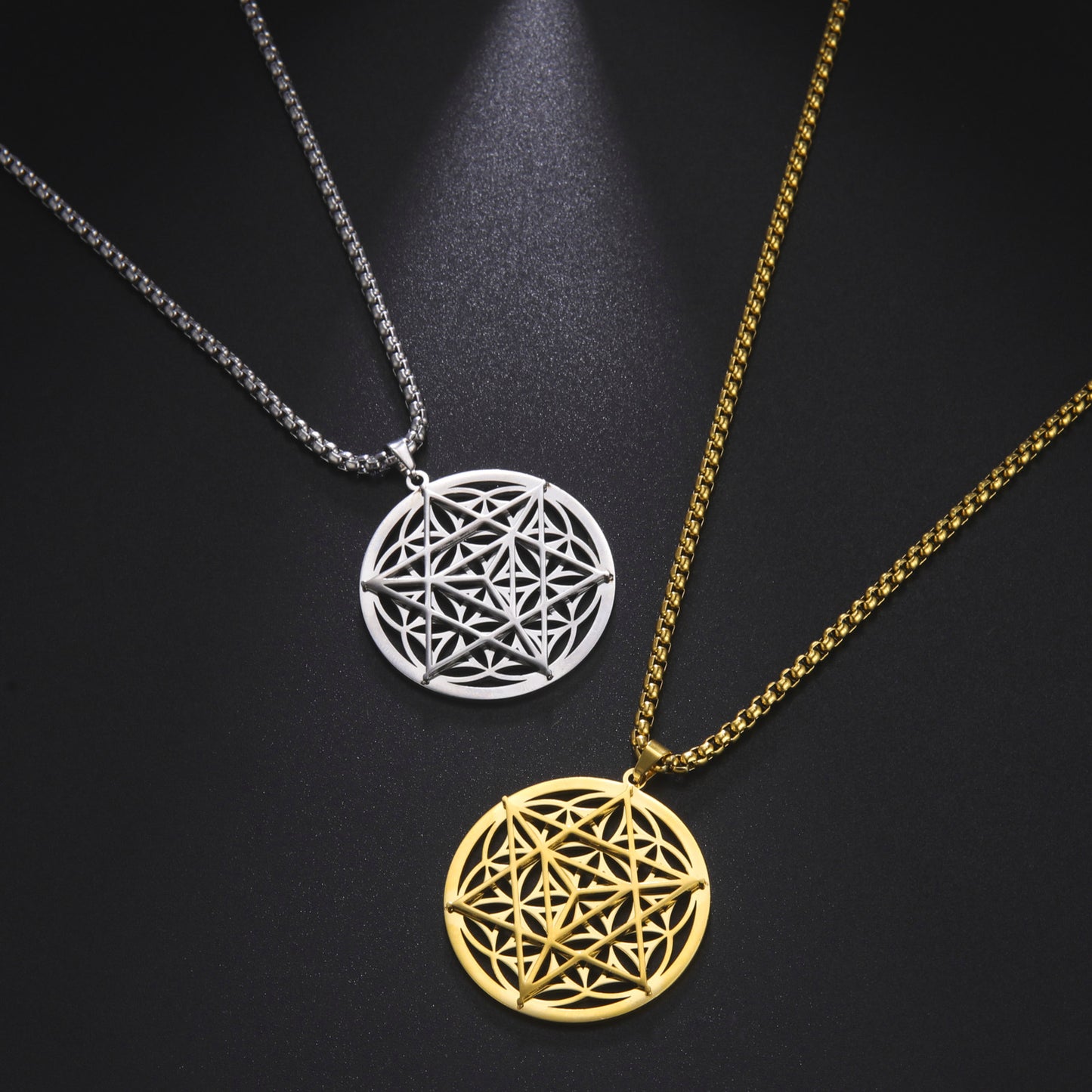 Merkaba Gold Plated Sacred Geometry Design Pendant