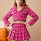 Vintage Pink Tweed Women's Two-Piece Set
