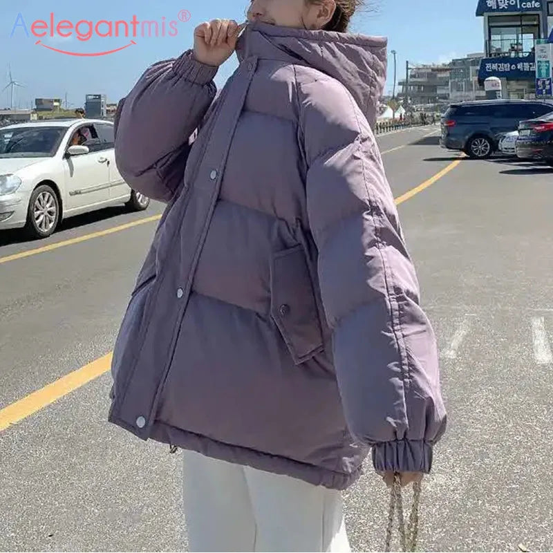 ElegantMis™ Women's Parka Coat in Block Colours