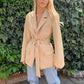 Vireous Women's Casual Long Sleeve Tie-Up Belted Suit Jacket