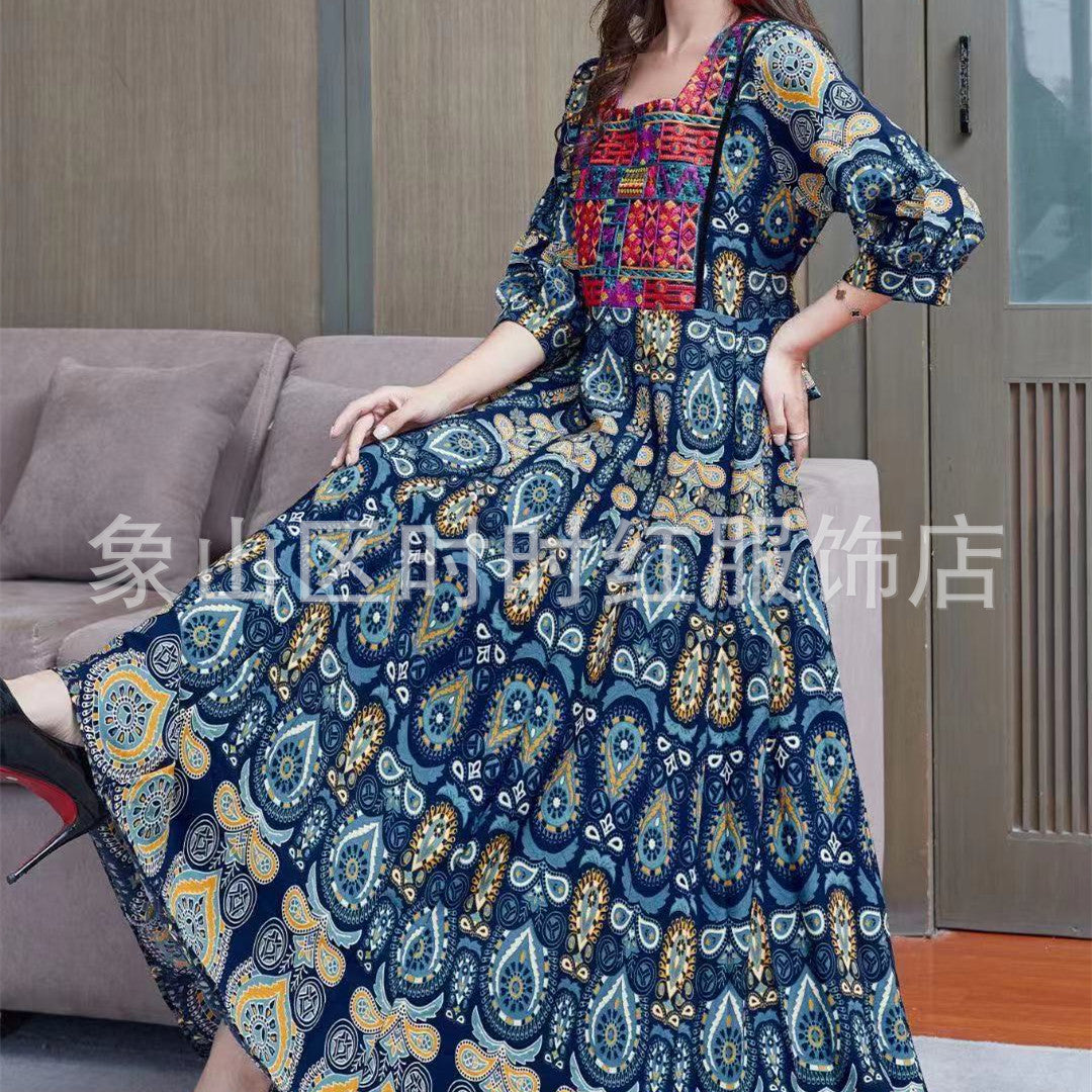 National Style Dress Summer Travel Thailand India Nepal Long Cool Travel Dress