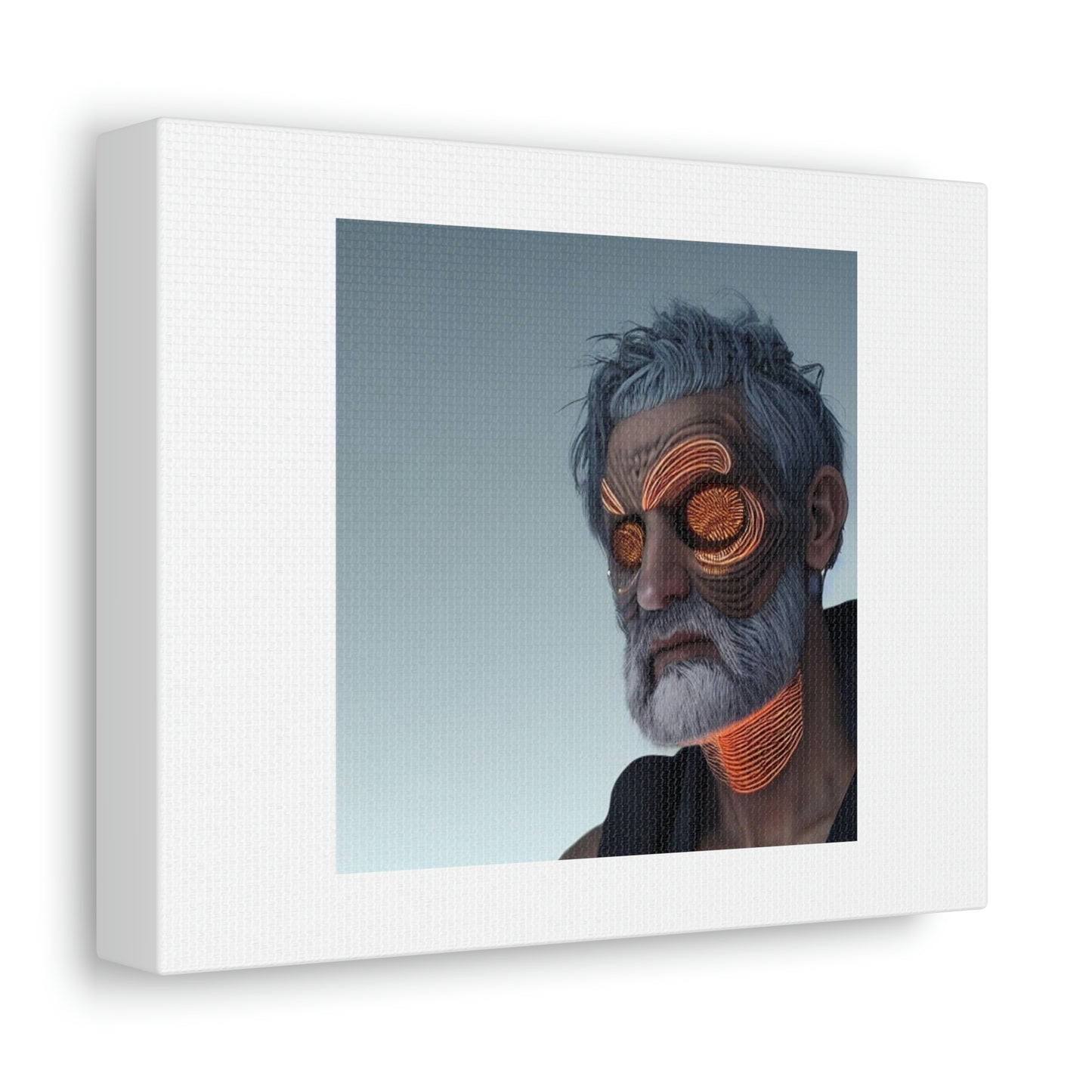 Old Man Space Man With Symmetrical Scars Digital Art 'Designed by AI' on Canvas