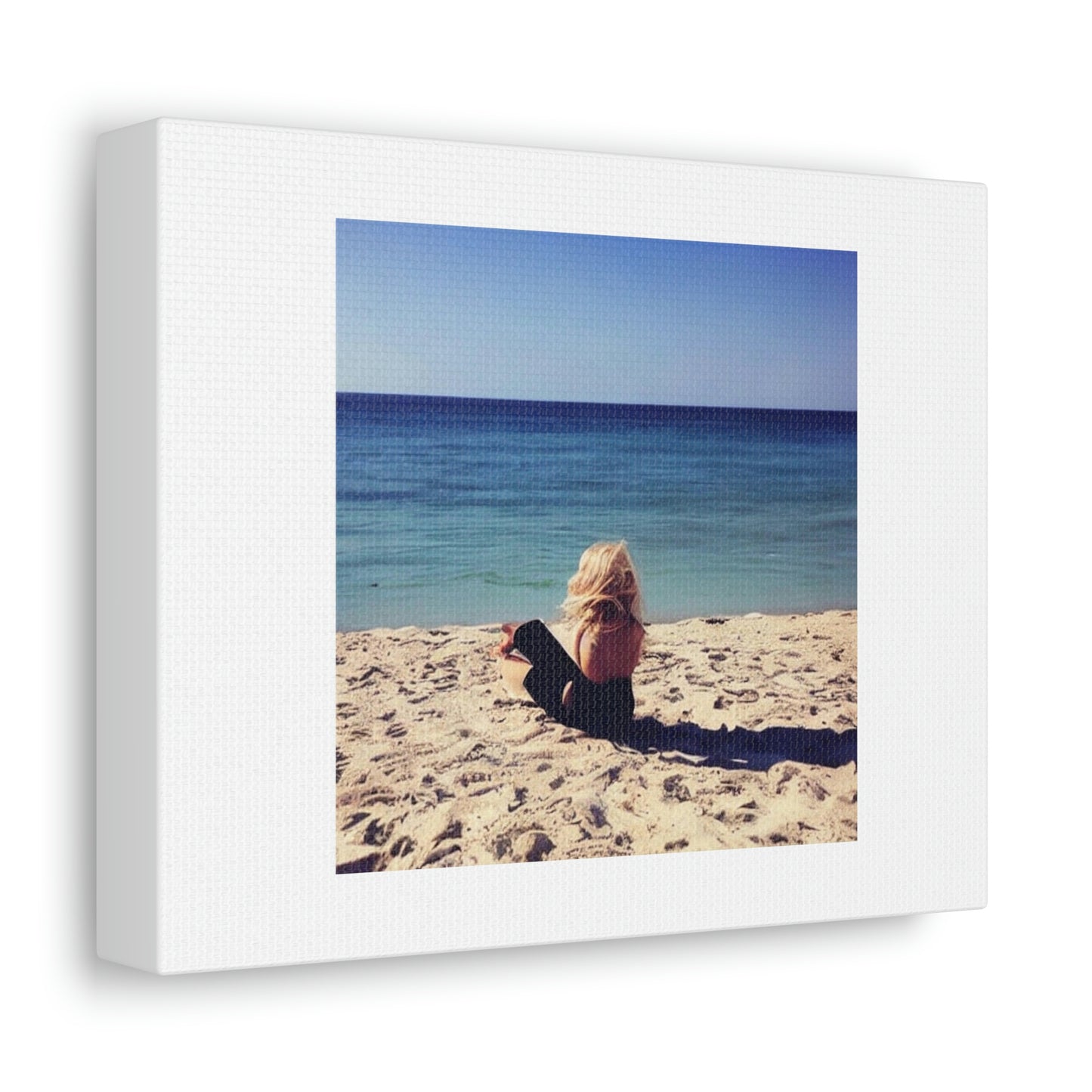 Girl At The Beach Abstract Digital Art 'Designed by AI' on Satin Canvas