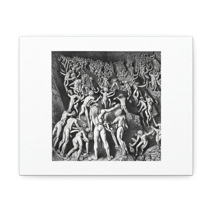 Dante's Inferno Pencil Sketch Digital Art 'Designed by AI' on Satin Canvas