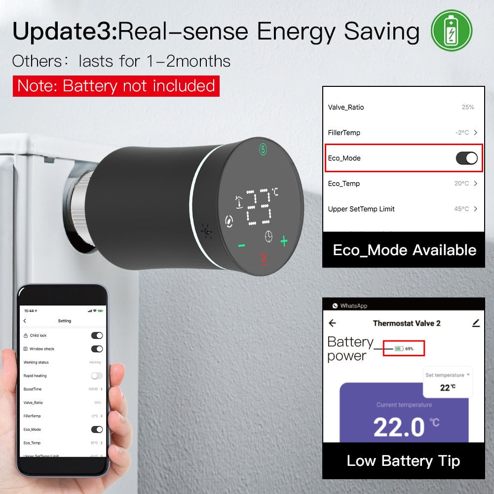 Moes Tuya ZigBee 3.0 New Radiator Actuator Valve Smart Programmable Thermostat Temperature Heater TRV Alexa Google Home Voice Control