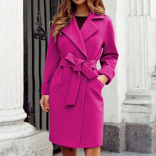 Vireous Women's Hot Pink Trench Coat