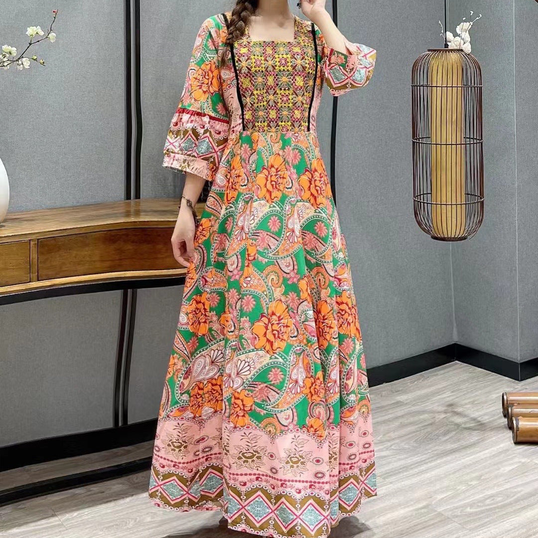 National Style Dress Summer Travel Thailand India Nepal Long Cool Travel Dress