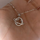 Sparkling Planet Star Necklace, Zirconia Studded